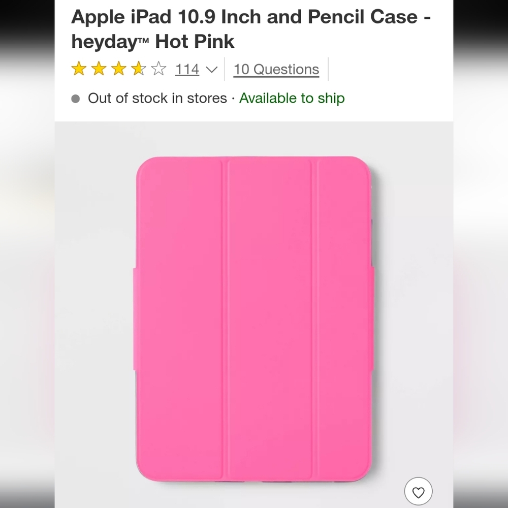 heyday Bright Pink Tablet Case for iPad 10.9 Inch
